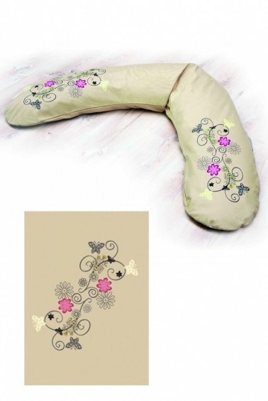 подушка для беременных для сна и кормления цветочки каппучино 190 см theraline