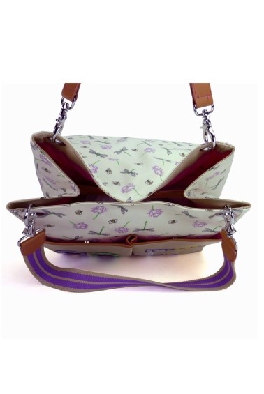 сумка для мамы queensdale tote blue birds and bows pink lining
