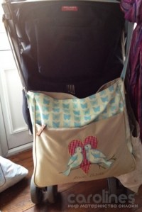 сумка для мамы poppins bag blue birds and bows pink lining фото 2