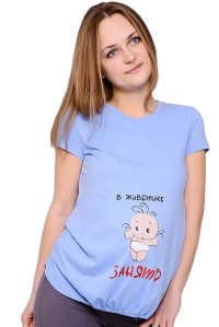 футболка для беременных с принтом голубая flammber фото 5