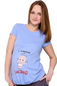 футболка для беременных с принтом голубая flammber фото 2