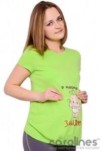 футболка для беременных с принтом салатовая flammber фото 2