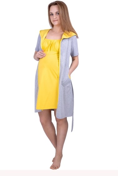 халат для беременных и в роддом с желтой отделкой  flammber