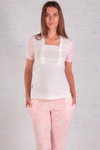 пижама футболка и брюки розовые для беременных и кормления euromama фото 5