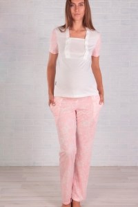 пижама футболка и брюки розовые для беременных и кормления euromama фото 6