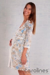 комплект в роддом для беременных халат и сорочка 1015 голубой euromama фото 6