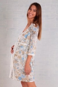 комплект в роддом для беременных халат и сорочка 1015 голубой euromama фото 4
