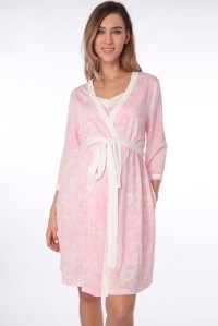 Комплект для беременных в роддом (халат и сорочка) 1015 розовый