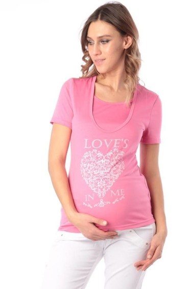 футболка для беременных и кормления розовая euromama