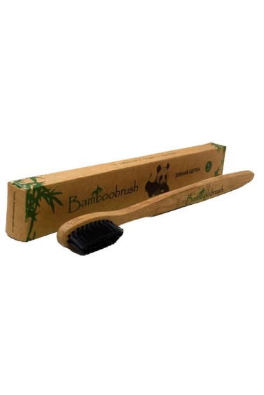 зубная щетка из бамбука с угольным напылением ср. жесткость ecotoothbrush