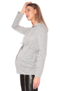 джемпер серый с капюшоном для беременных и кормящих euromama фото 3