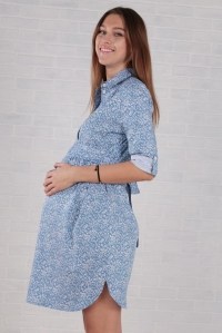 платье-рубашка для беременных серо-голубое euromama фото 3