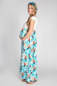 платье макси для беременных, рукав крылышко молочный с цветами мамуля красотуля фото 2