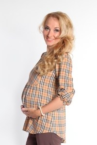 блуза для беременных бежевая клетка мамуля красотуля фото 2