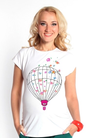 блуза-футболка шар с цветами молочный мамуля красотуля