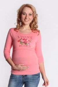 Блуза для беременных и кормления с принтом Винтаж лосось