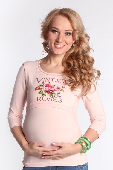 блуза для беременных и кормления с принтом винтаж розовая пудра мамуля красотуля
