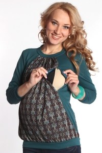 блуза для беременных и кормящих-зеленый узор мамуля красотуля фото 2