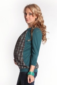 блуза для беременных и кормящих-зеленый узор мамуля красотуля фото 4