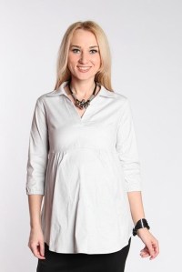 Блуза-рубашка для беременных белый с серой полоской