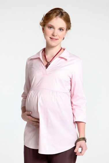 блуза-рубашка для беременных белый с розовой полоской мамуля красотуля