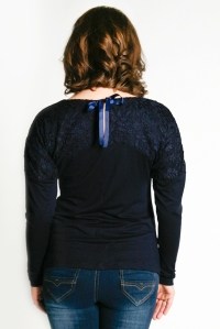 блуза для беременных с гипюром на кокетке-темно-синий мамуля красотуля фото 2