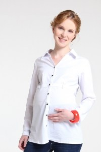 Блуза-рубашка для беременных на пуговицах-белый