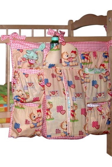 подвесные карманы мишутка на кроваткудля игрушек - розовые чудо-чадо