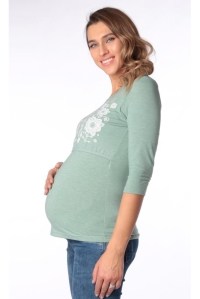 футболка для беременных и кормления зеленая рукав 34 euromama фото 3