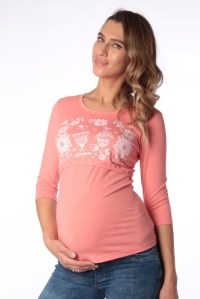 футболка для беременных и кормления коралл рукав 34 euromama фото 4