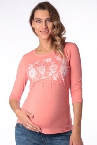 футболка для беременных и кормления коралл рукав 34 euromama фото 3