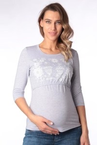футболка для беременных и кормления серая рукав 34 euromama