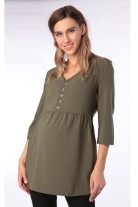 Блуза для беременных и кормления хаки короткий рукав