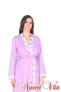 комплект халат и сорочка лиловый nuova vita фото 3