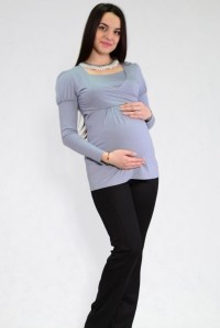 блуза для беременных и кормления темно-серый nuova vita фото 2