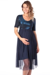 Платье для беременных сетка с паетками синее