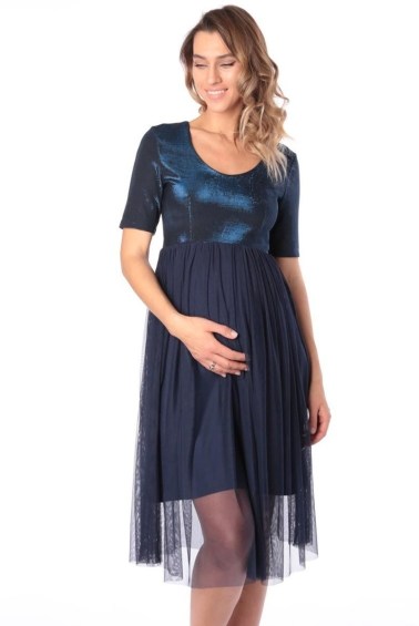 платье для беременных сетка с паетками синее euromama