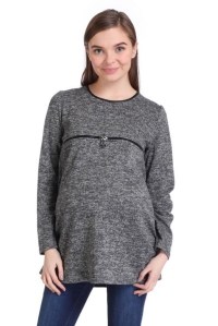 пуловер паулина для беременных и кормящих с молнией темно-серый меланж мамуля красотуля фото 2
