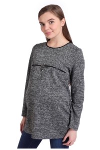 пуловер паулина для беременных и кормящих с молнией темно-серый меланж мамуля красотуля фото 3