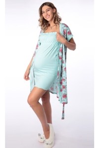 Комплект для беременных и кормящих: халат и сорочка (цветы)