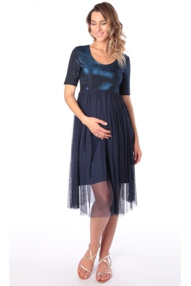 платье для беременных сетка синее euromama