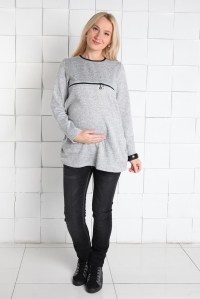 пуловер для беременных и кормящих паулина серый меланж мамуля красотуля фото 4