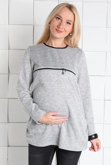 пуловер для беременных и кормящих паулина серый меланж мамуля красотуля