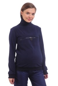 пуловер с молнией беата темно-синий для беременных и кормящих мамуля красотуля
