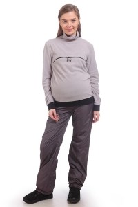 пуловер с молнией беата светло-серый для беременных и кормящих мамуля красотуля фото 2