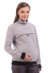 пуловер с молнией беата светло-серый для беременных и кормящих мамуля красотуля