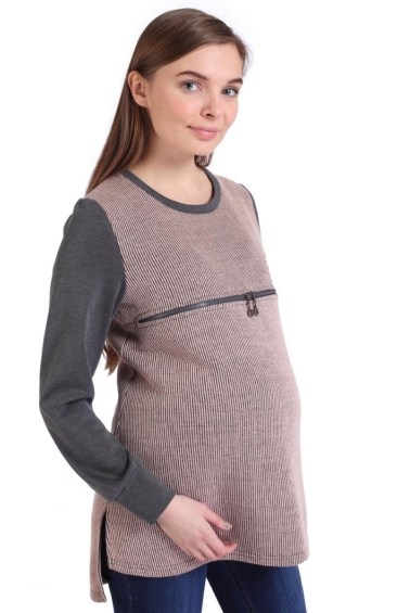 туника для беременных и кормящих чарли серый-пудра мамуля красотуля
