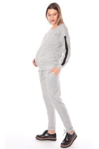 костюм брюки и свитшот полуспорт для беременных меланж серый euromama фото 3