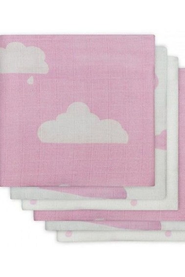комплект муслиновых пеленок 70х70 см 6 шт clouds pink jollein