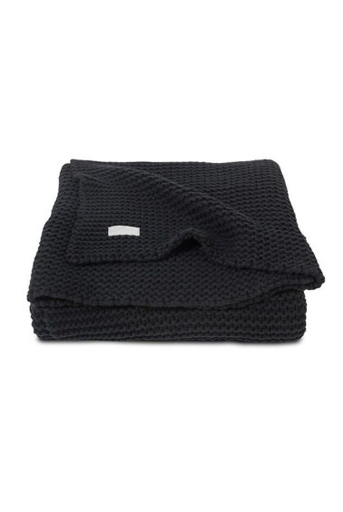 вязаный плед heavy knit 100х150 см black jollein